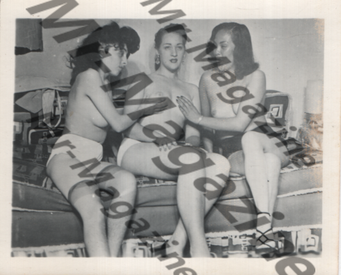 Adult Vintage B&W Pinup Photo 4"x6" Brunette Lesbian Lingerie Models RT-13