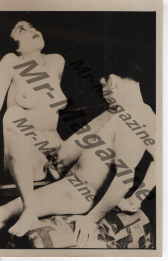 Adult Vintage B&W Pinup Photo 4"x5" Brunette Models Vaginal Sex RT-34