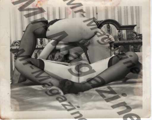 Adult Vintage B&W Pinup Photo 4"x5" Brunette & Blonde Lingerie Lesbian Models RT-74