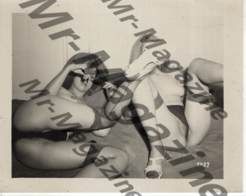 Adult Vintage B&W Pinup Photo 4"x5" Brunette & Blonde Lingerie Models RT-77