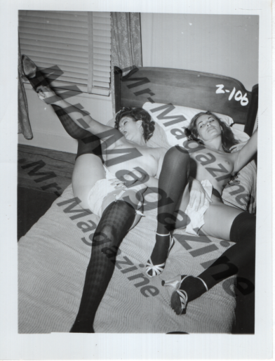 Adult Vintage B&W Pinup Photo 4"x5" Brunette Lingerie Nylon Stockings Models RT-78