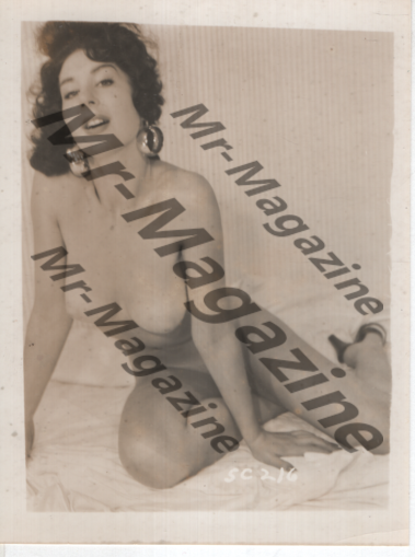 Adult Vintage B&W Pinup Photo 5"x4" Brunette Nude Model RU-76