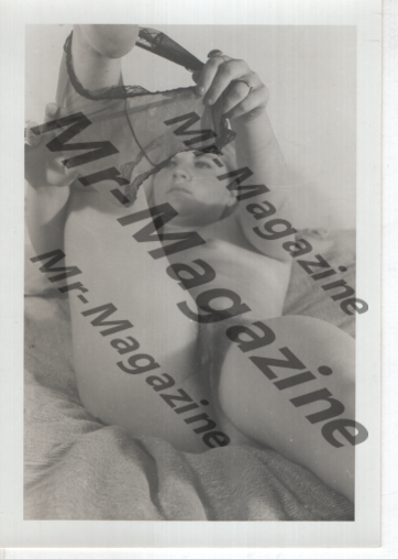 Adult Vintage B&W Pinup Photo 5"x4" Blonde Model Removing Lingerie RV-05