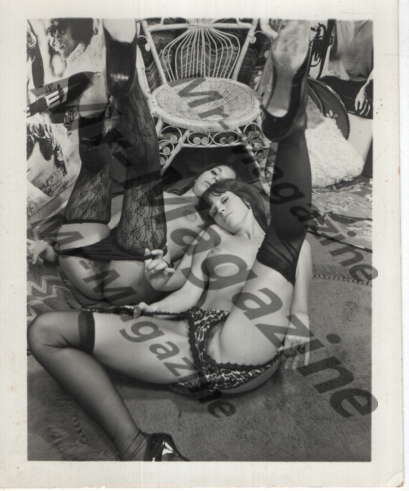 Adult Vintage B&W Pinup Photo 5"x4" Brunette Lingerie Models RU-89