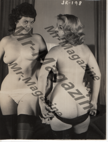 Adult Vintage B&W Pinup Photo 5"x4" Brunette & Blonde Lingerie Models RU-73
