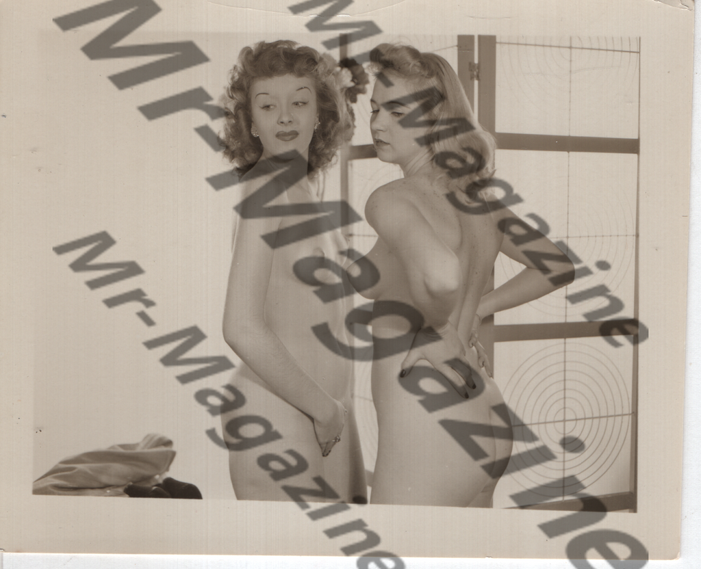 Adult Vintage B&W Pinup Photo 5"x4" Brunette & Blonde Nude Models RV-39