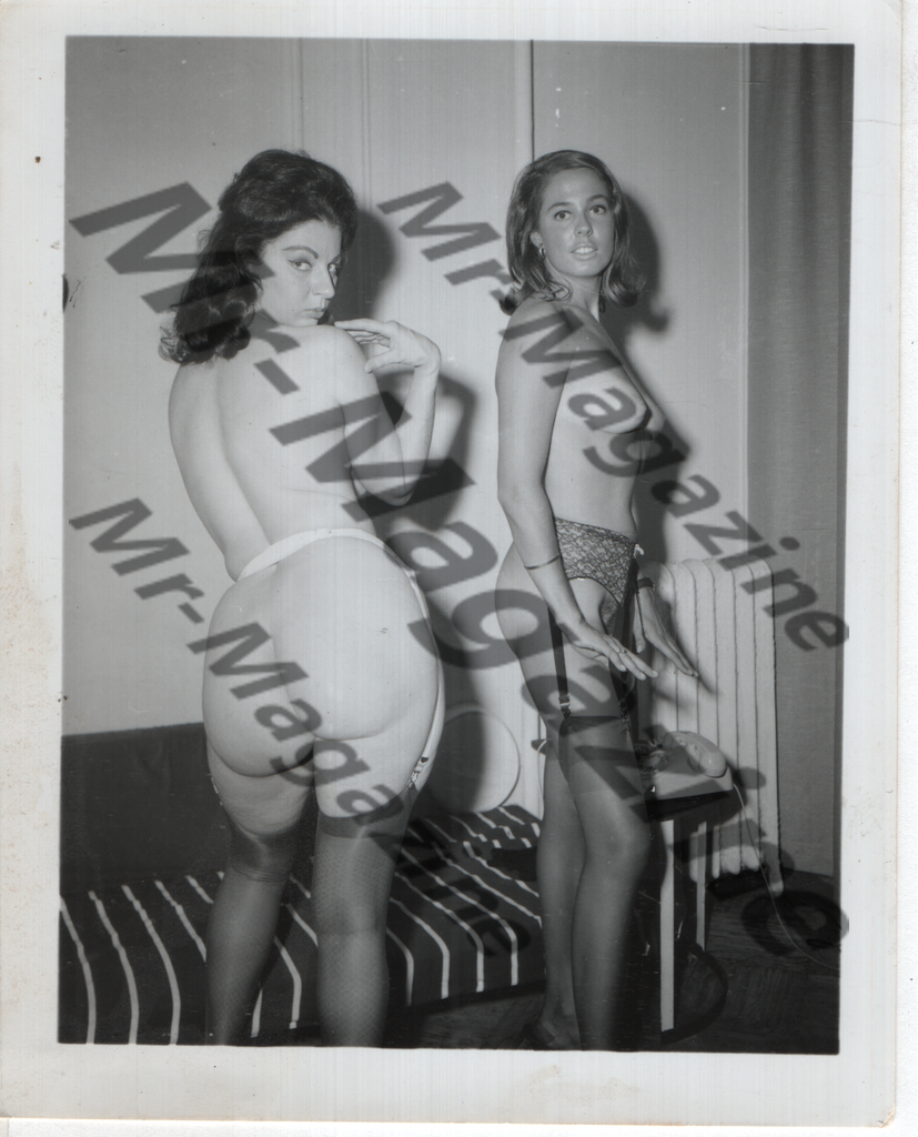 Adult Vintage B&W Pinup Photo 5"x4" Brunette Lingerie Models Nylons RV-32