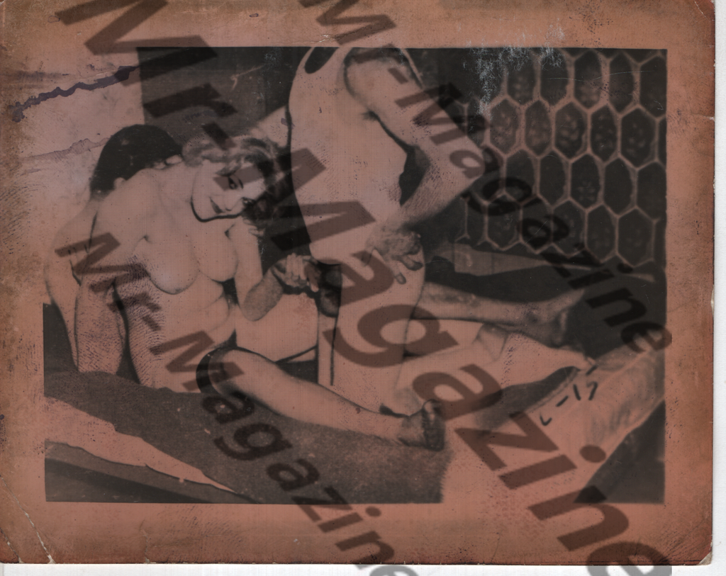 Adult Vintage B&W Pinup Photo 4"x5" Brunet & Blonde Models Bisexual Orgy RX-03