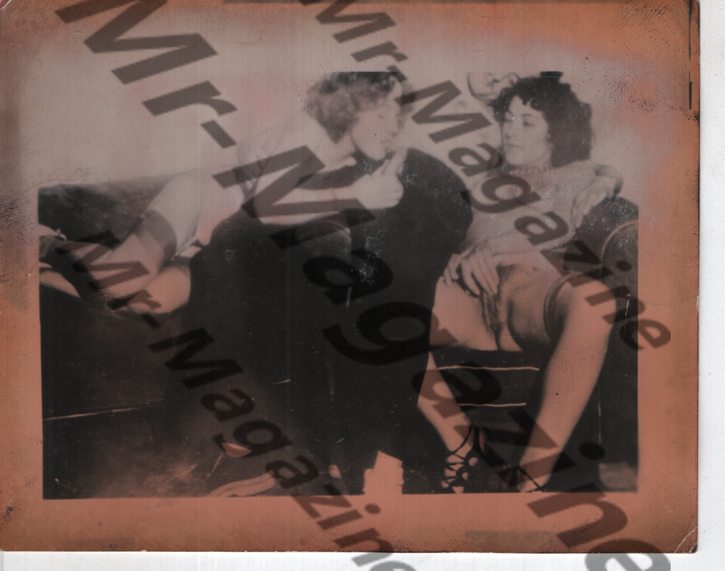Adult Vintage B&W Pinup Photo 4"x5" Brunette & Blonde Models Bisexual Orgy RX-05