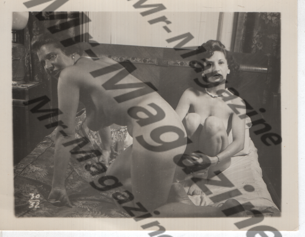 Adult Vintage B&W Pinup Photo 4"x5" Lesbian Interest Brunette Nude Models RW-52
