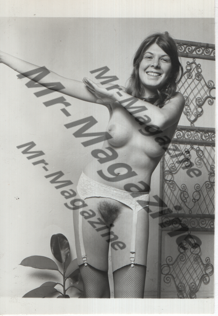 Adult Vintage B&W Pinup Photo 3.5"x5" Brunette Lingerie Model Fishnets RW-62