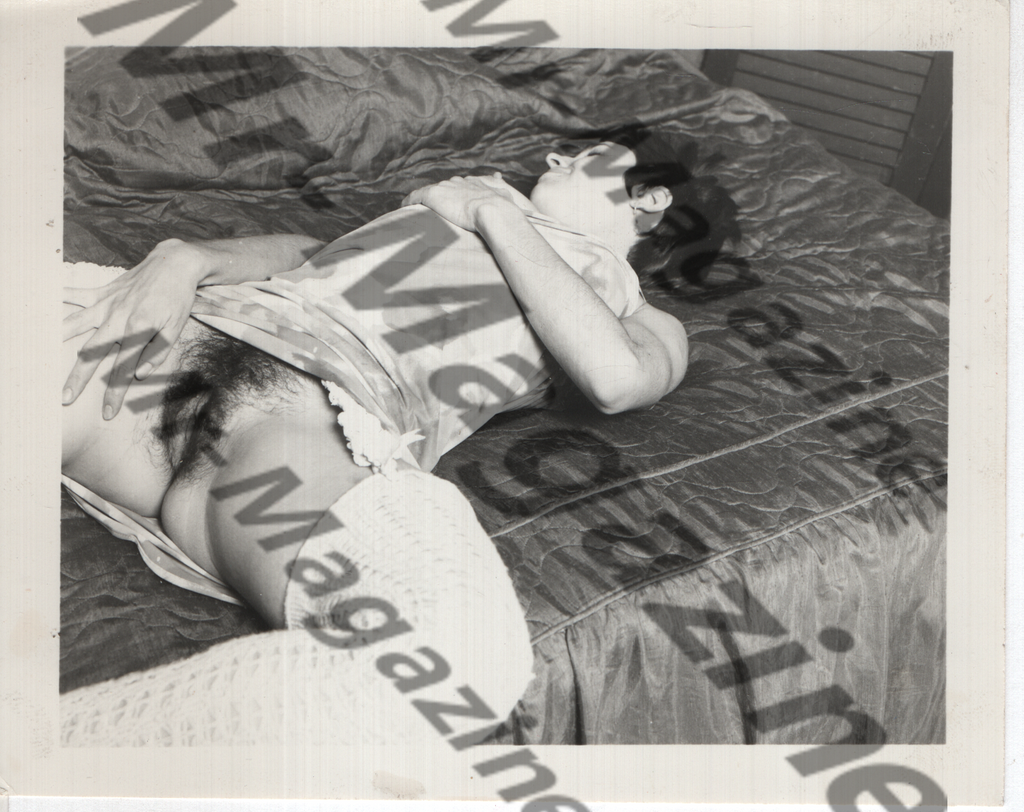 Adult Vintage B&W Pinup Photo 4"x5" Brunette Lingerie & Lace Stockings Model RW-73