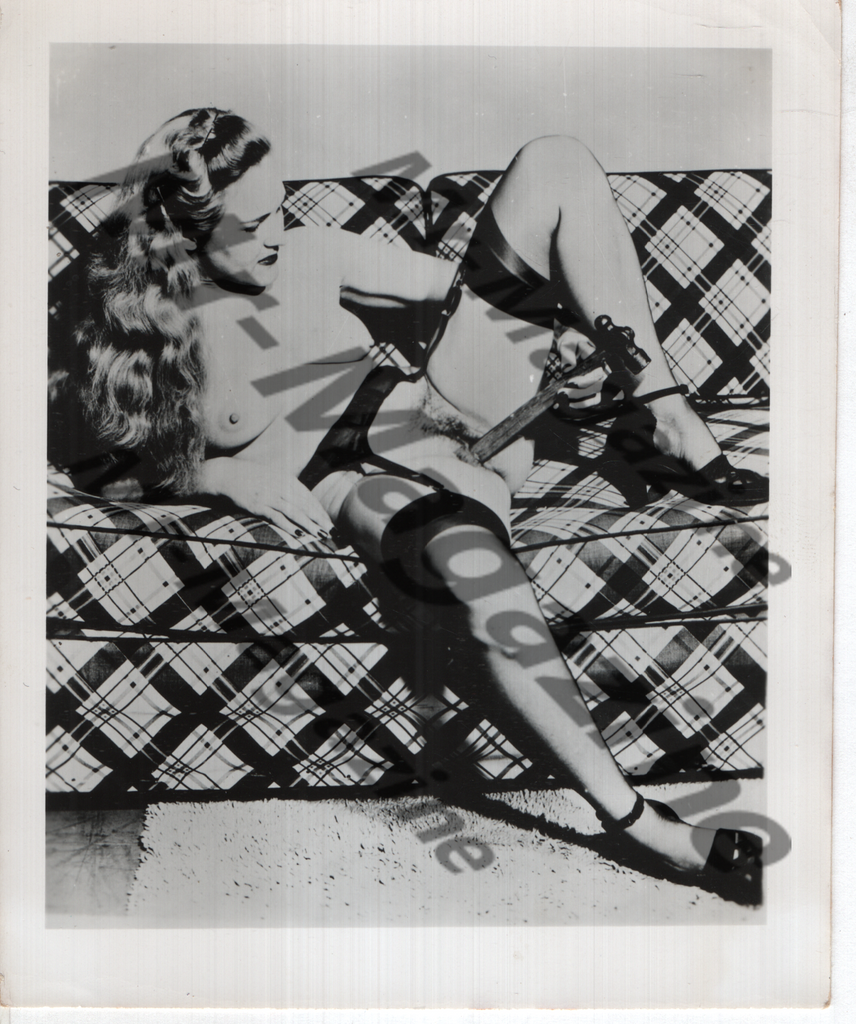 Adult Vintage B&W Pinup Photo 4"x5" Blonde Lingerie & Ball-Peen Hammer Model RW-98