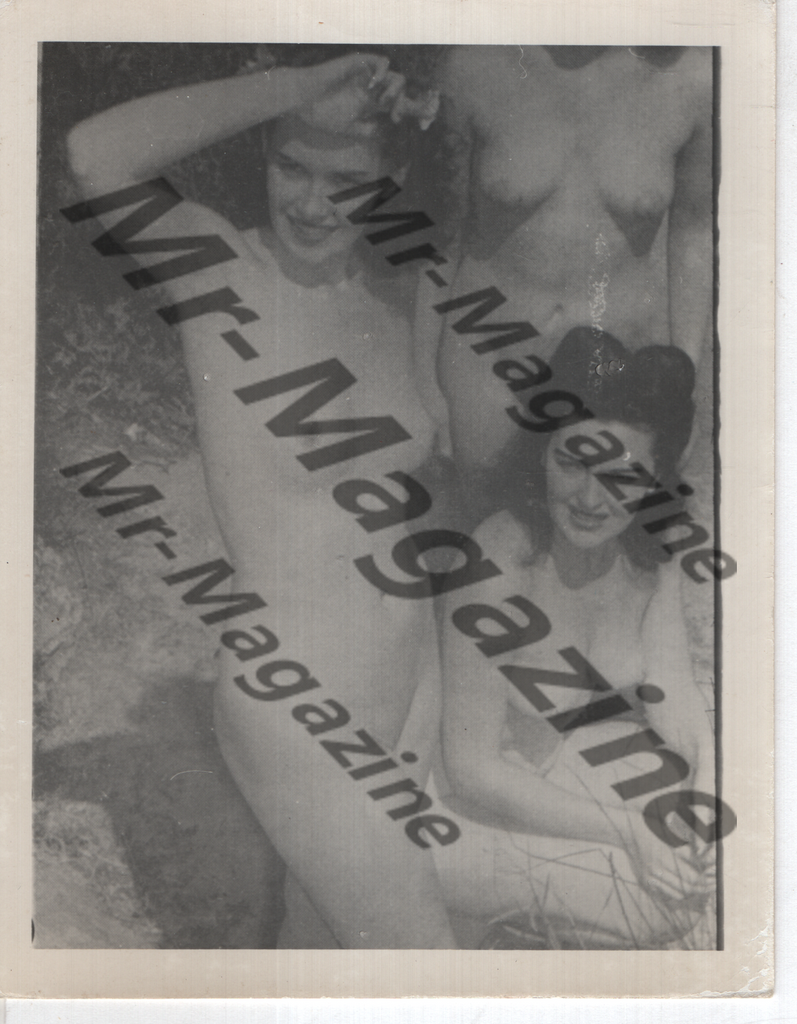 Adult Vintage B&W Pinup Photo 4"x5" Lesbian Interest Brunette Nude Models On Beach RW-37