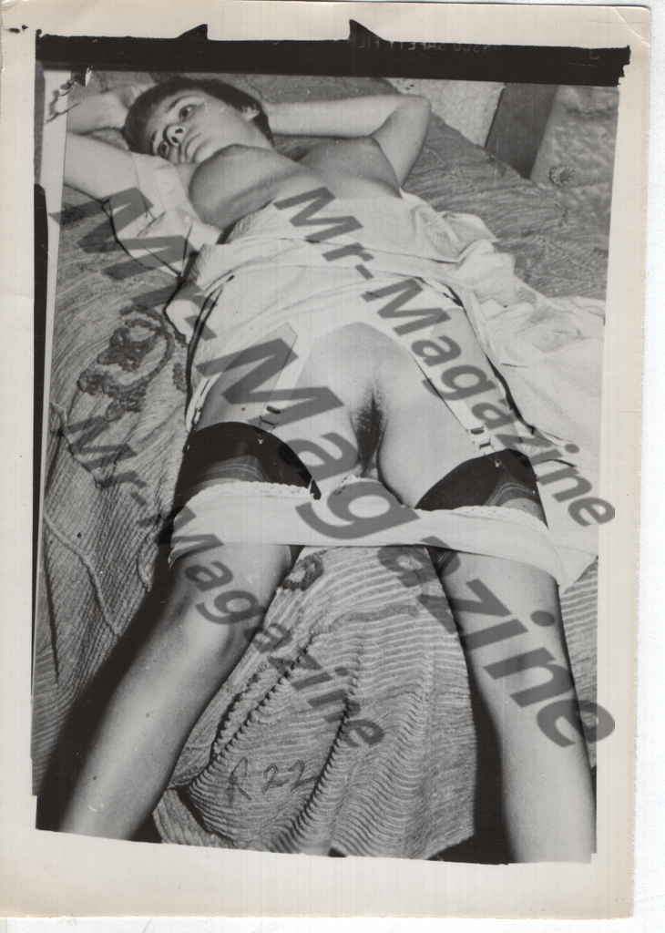Adult Vintage B&W Pinup Photo 4"x5" Brunette Lingerie Model RX-64