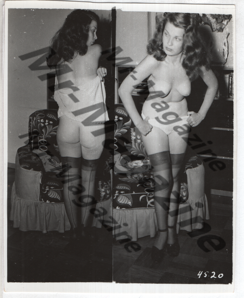 Adult Vintage B&W Pinup Photo 4"x5" Split Screen Brunette Lingerie Model Striptease RX-71