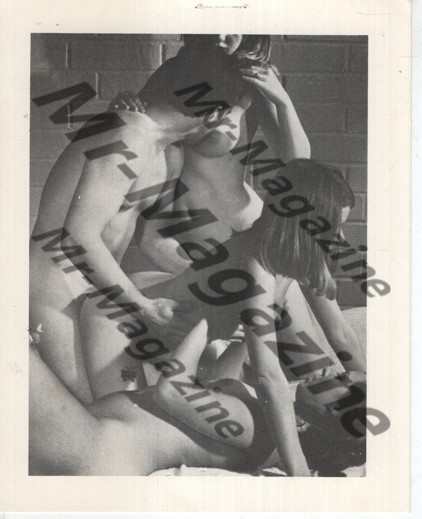 Adult Vintage B&W Pinup Photo 4"x5" Blonde & Brunet Nude Models Bisexual Orgy RX-15