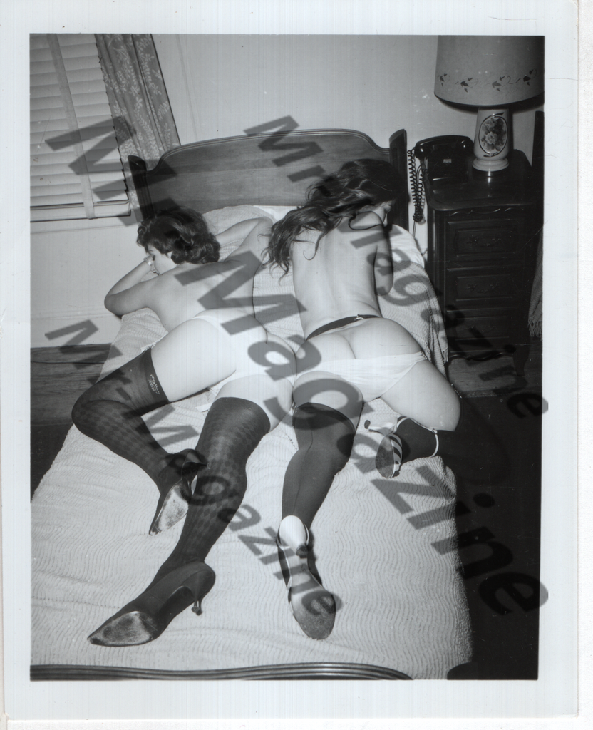 Adult Vintage B&W Pinup Photo 4"x5" Lesbian Interest Brunette Lingerie Models RX-56