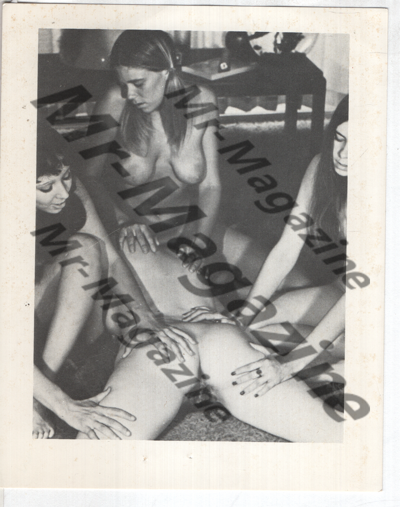 Adult Vintage B&W Pinup Photo 4"x5" Blonde & Brunet Nude Models Bisexual Orgy RX-17