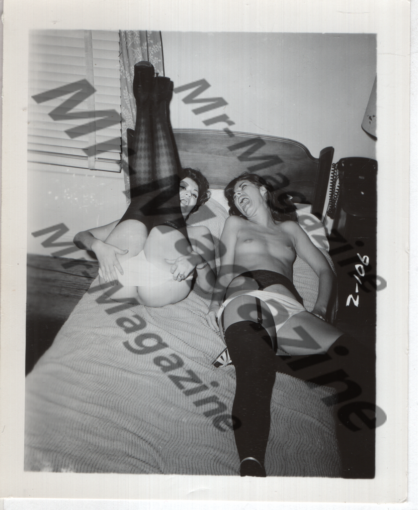 Adult Vintage B&W Pinup Photo 4"x5" Lesbian Interest Brunette Lingerie Models RX-59