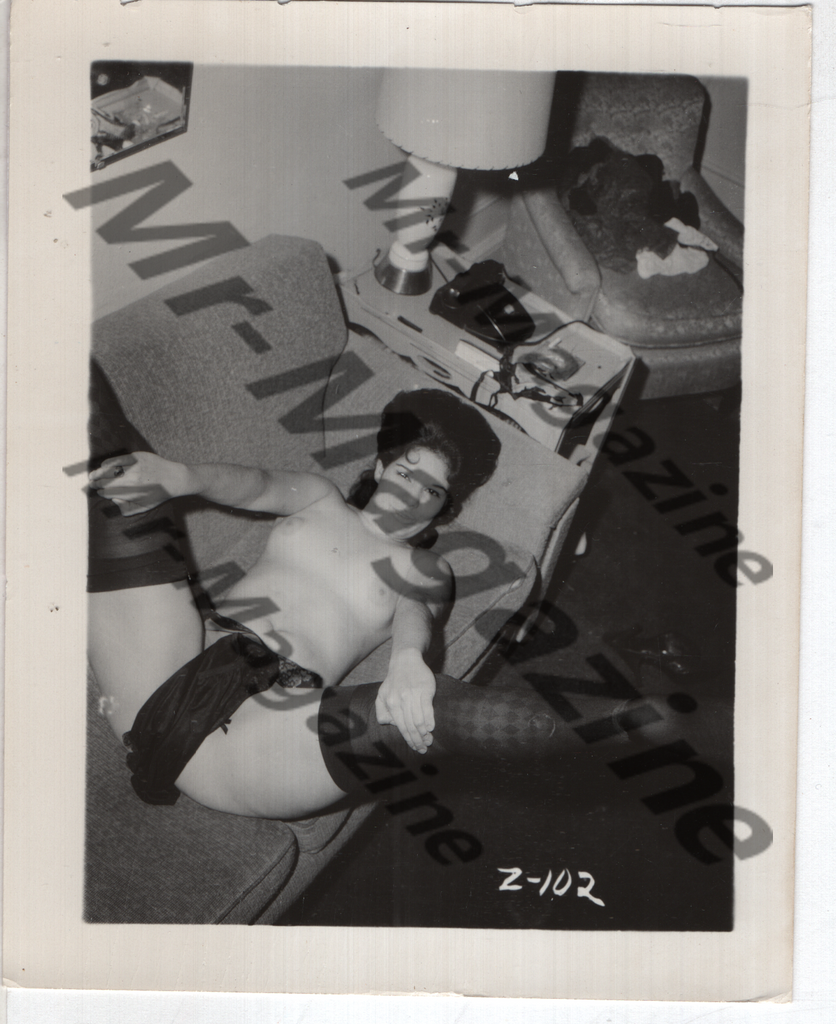 Adult Vintage B&W Pinup Photo 4"x5" Brunette Lingerie Model RY-41