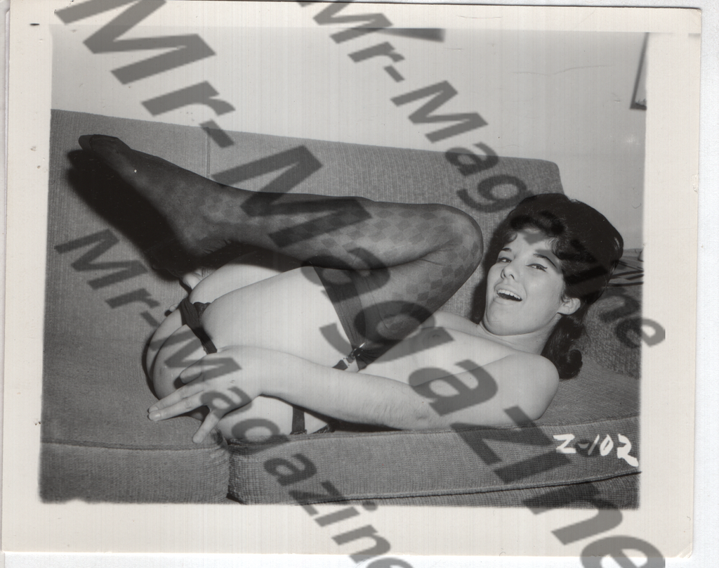 Adult Vintage B&W Pinup Photo 4"x5" Brunette Lingerie Model RY-43