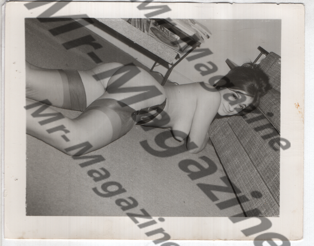 Adult Vintage B&W Pinup Photo 4"x5" Brunette Lingerie Nylon Stockings Model RY-23