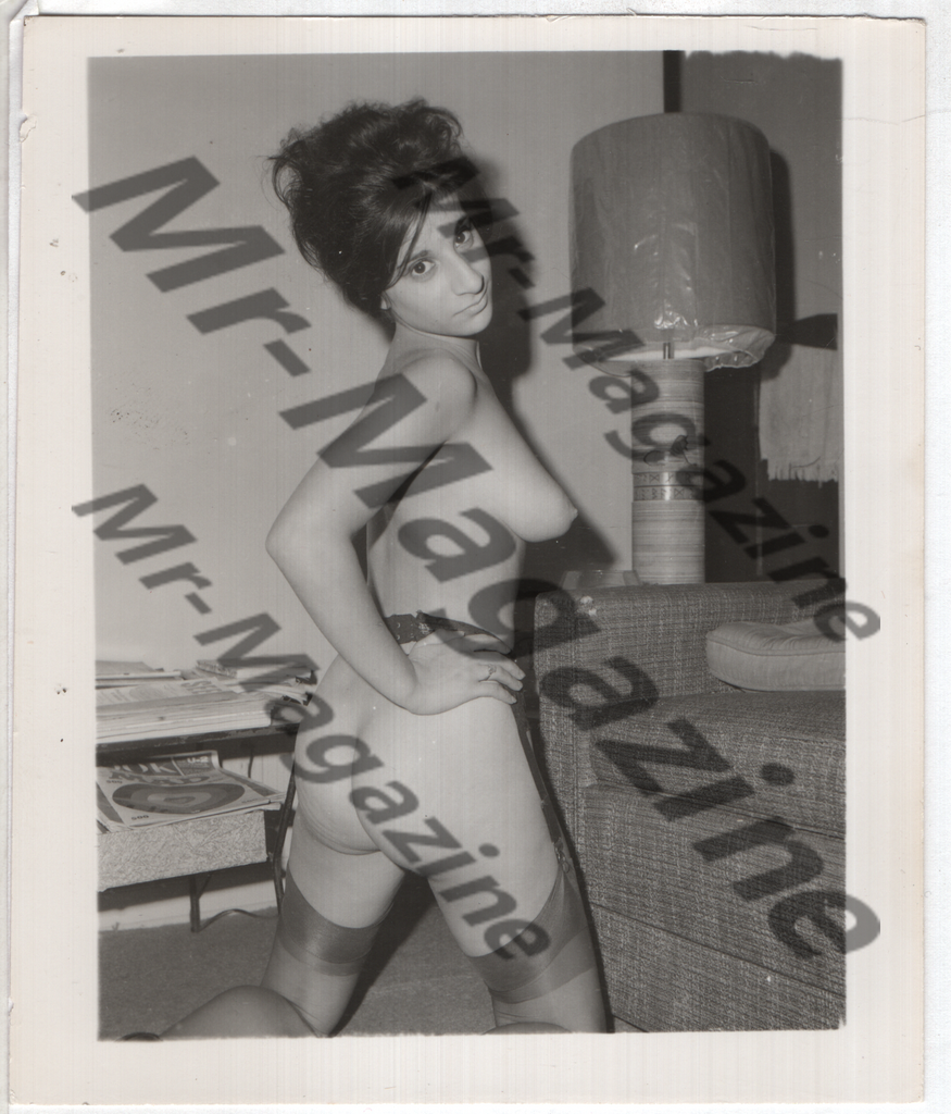 Adult Vintage B&W Pinup Photo 4"x5" Brunette Lingerie Nylon Stockings Model RY-24