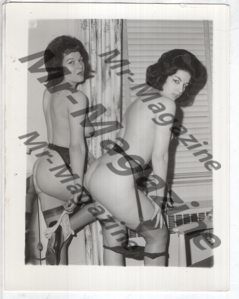 Adult Vintage B&W Pinup Photo 4"x5" Brunette Lingerie Nylon Stockings Models Stripping RY-25
