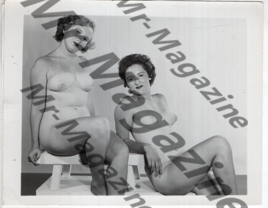 Adult Vintage B&W Pinup Photo 4"x5" Lesbian Interest Brunette Nude Models RX-86