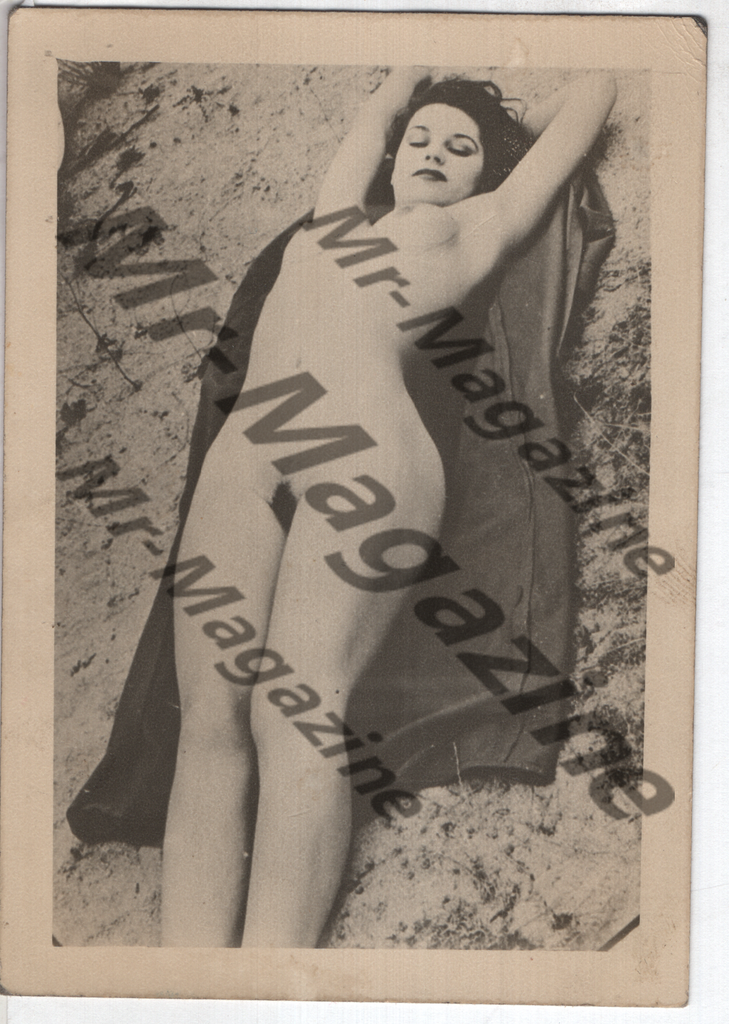 Adult Vintage B&W Pinup Photo 4"x5" Brunette Nude Sunbather RX-97
