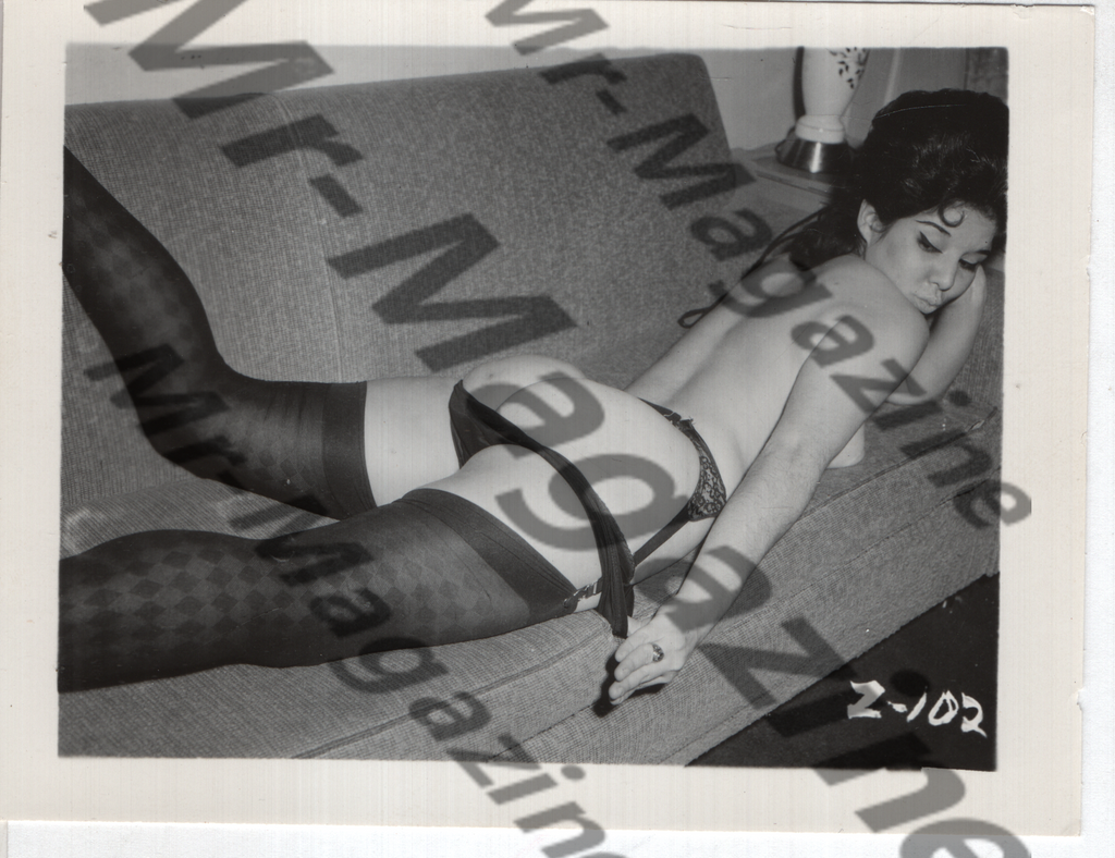 Adult Vintage B&W Pinup Photo 4"x5" Brunette Lingerie Model RY-38
