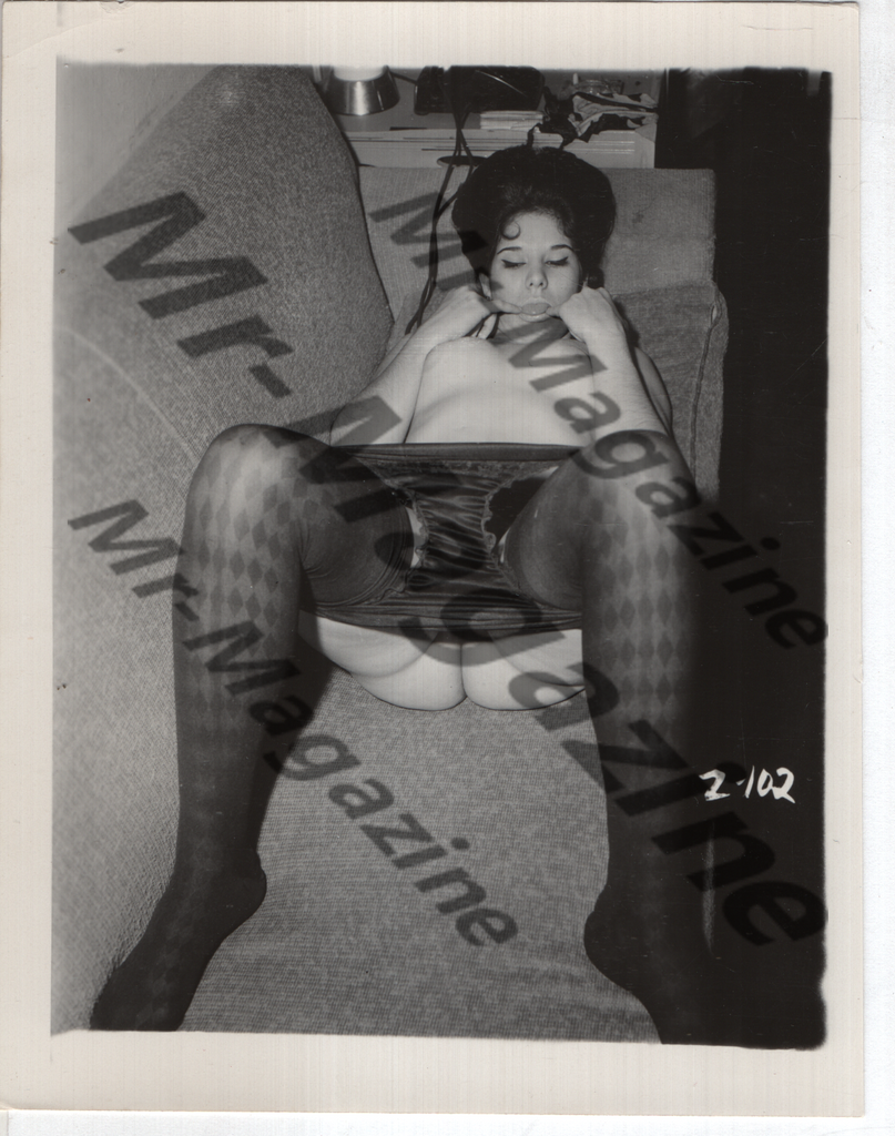 Adult Vintage B&W Pinup Photo 4"x5" Brunette Lingerie Model RY-39