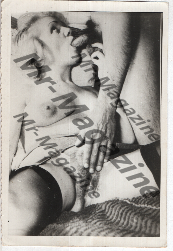 Adult Vintage B&W Pinup Photo 5"x3.5" Straight Interest Blonde Lingerie Model Fellatio Fingering RY-64