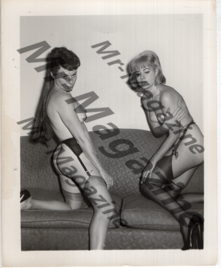 Adult Vintage B&W Pinup Photo 4"x5" Brunette & Blonde Lingerie Models RY-84