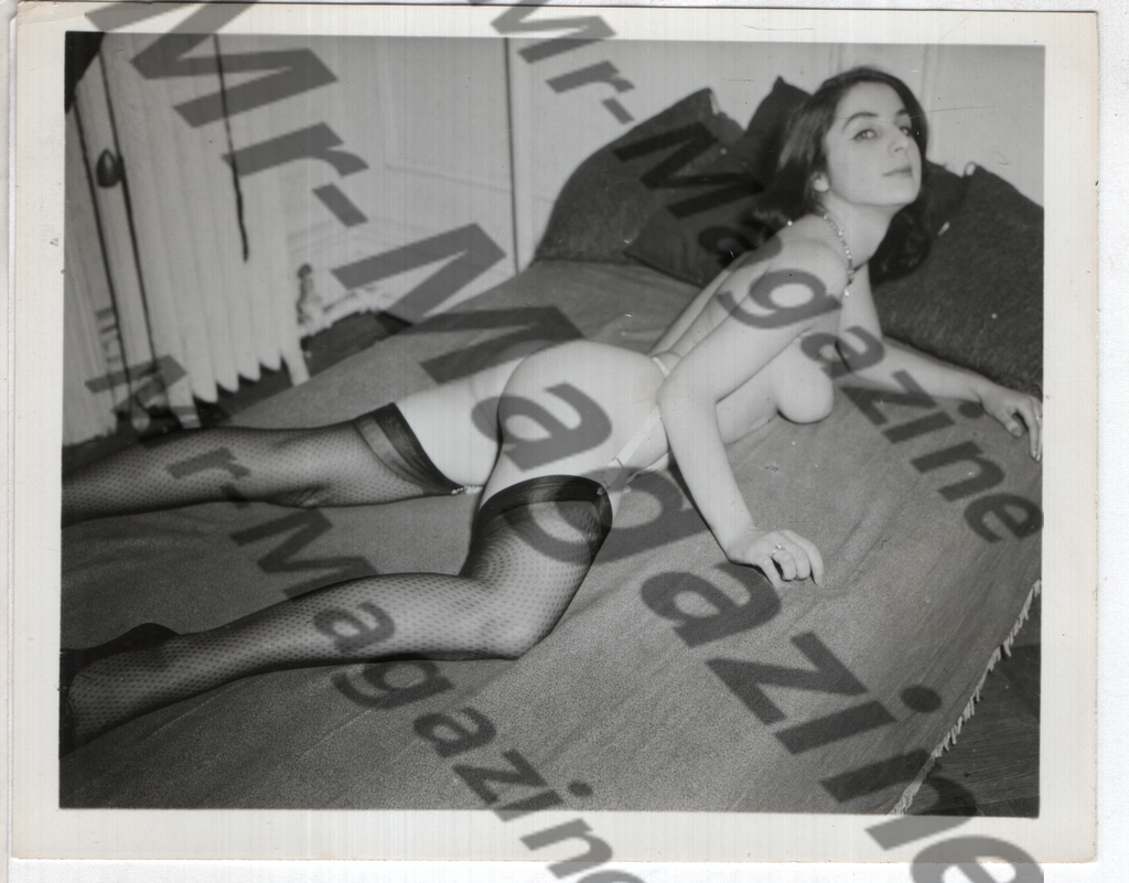 Adult Vintage B&W Pinup Photo 4"x5" Brunette Lingerie & Nylon Stockings Model RZ-26