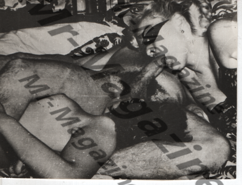 Adult Vintage B&W Pinup Photo 4.5"x3.5" Bisexual BDSM Orgy Blonde & Brunette Models Fellatio RY-55