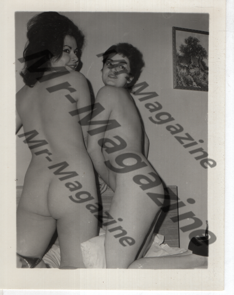 Adult Vintage B&W Pinup Photo 4"x5" Lesbian Interest Brunette Nude Models RZ-82
