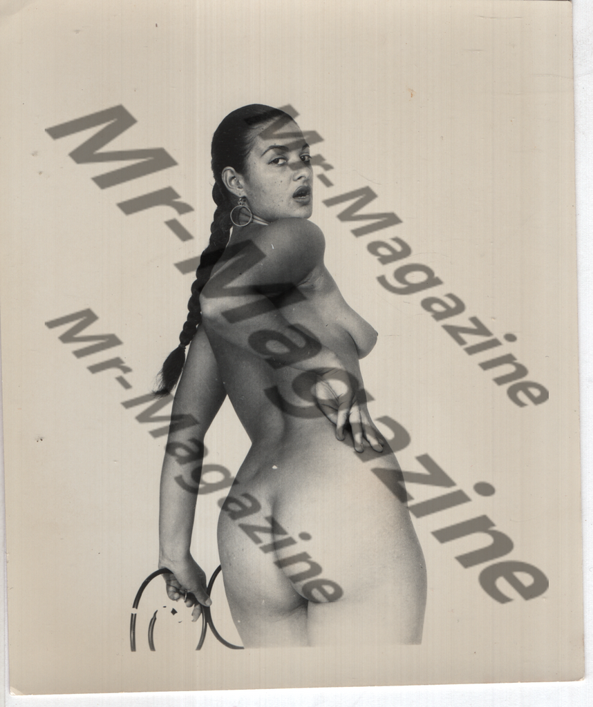 Adult Vintage B&W Pinup Photo 4"x5" Brunette Nude Model RZ-91