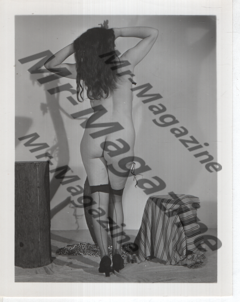 Adult Vintage B&W Pinup Photo 4"x5" Brunette Lingerie Model RZ-77