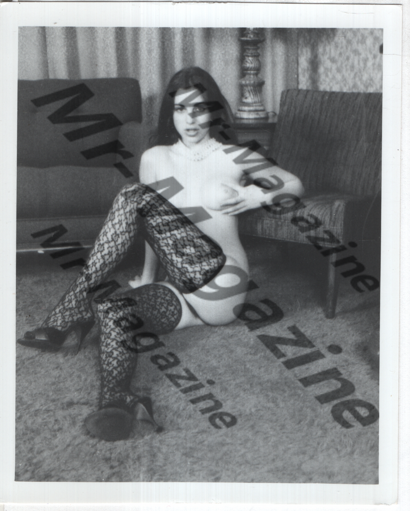 Adult Vintage B&W Pinup Photo 4"x5" Brunette Lace Stockings Model RZ-57