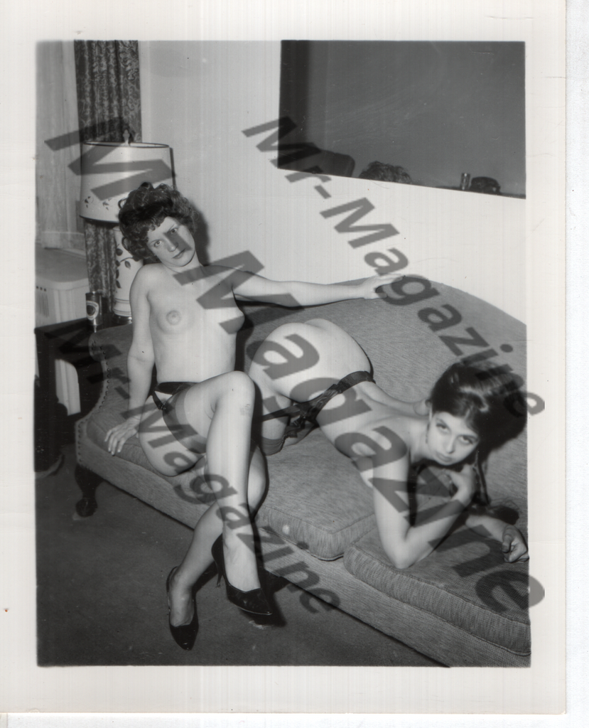 Adult Vintage B&W Pinup Photo 4"x5" Brunette Lingerie Models RZ-98