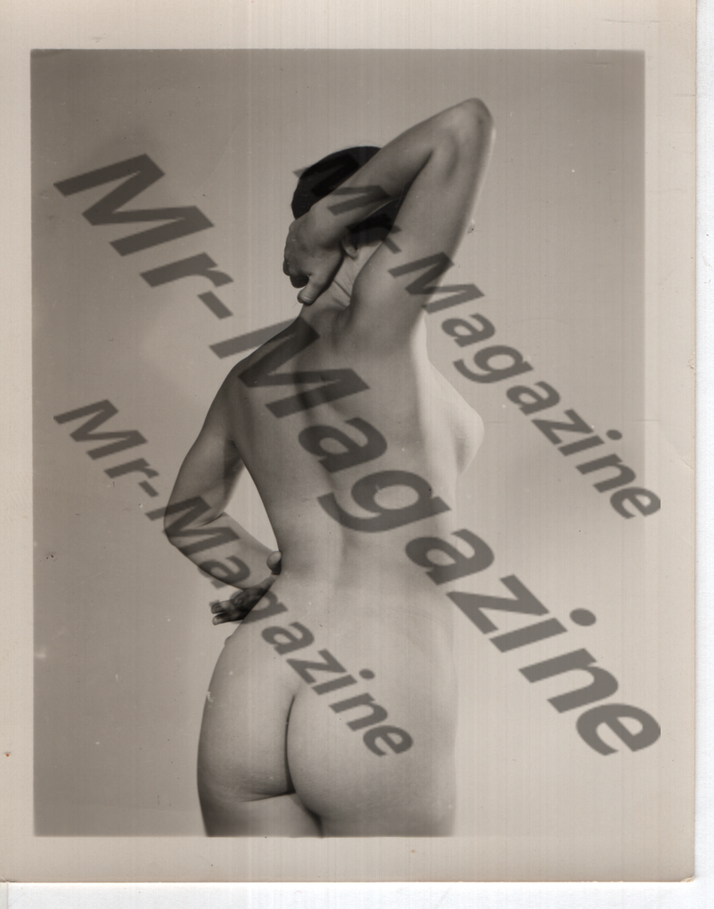Adult Vintage B&W Pinup Photo 4"x5" Brunette Nude Model RZ-99
