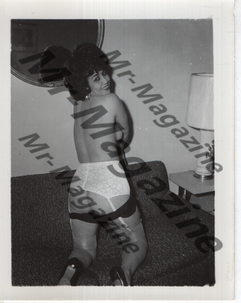 Adult Vintage B&W Pinup Photo 4"x5" Brunette Lingerie Model RZ-100
