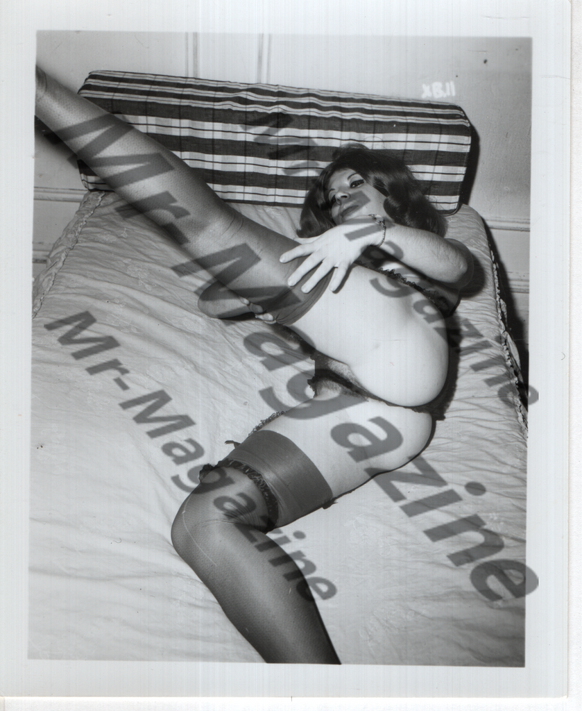 Adult Vintage B&W Pinup Photo 4"x5" Brunette Lingerie Nylon Stockings Model CA-40