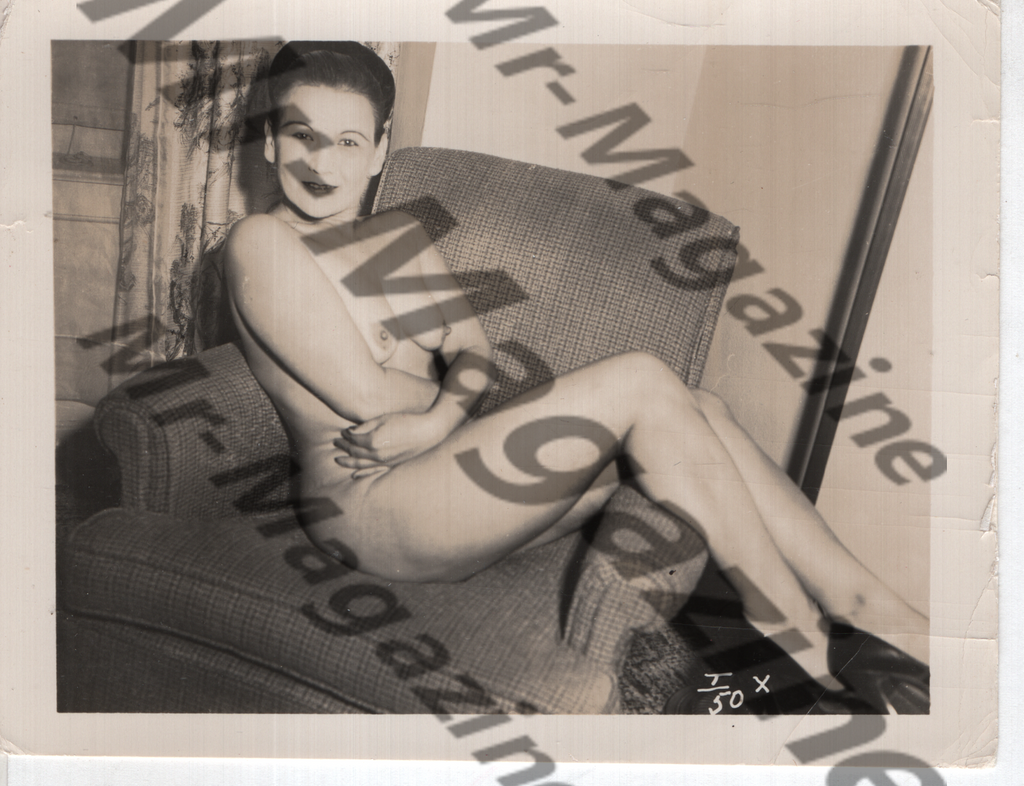 Adult Vintage B&W Pinup Photo 4"x5" Brunette Nude Model CA-20