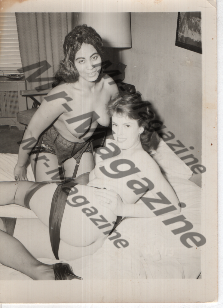 Adult Vintage B&W Pinup Photo 4"x5" Brunette Lingerie Models CA-05