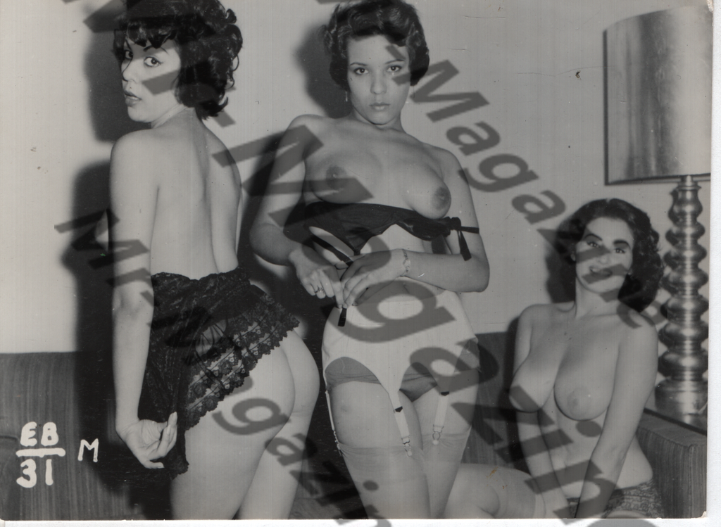 Adult Vintage B&W Pinup Photo 4"x5" Brunette Nude Models CA-25