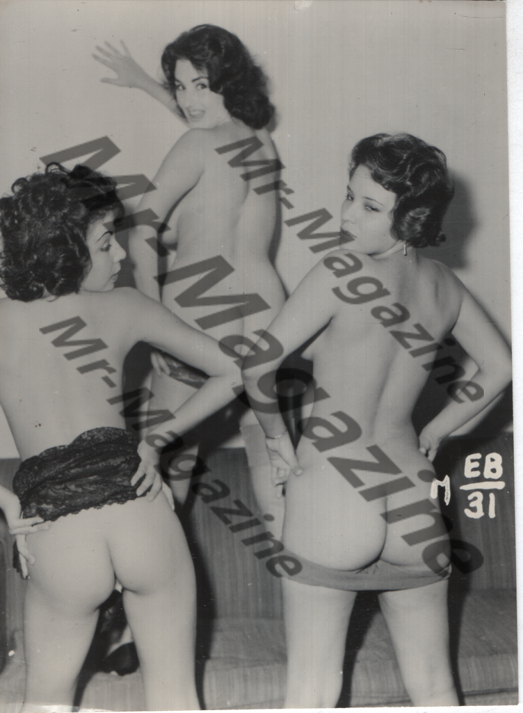 Adult Vintage B&W Pinup Photo 4"x5" Brunette Lingerie Models RQ-67