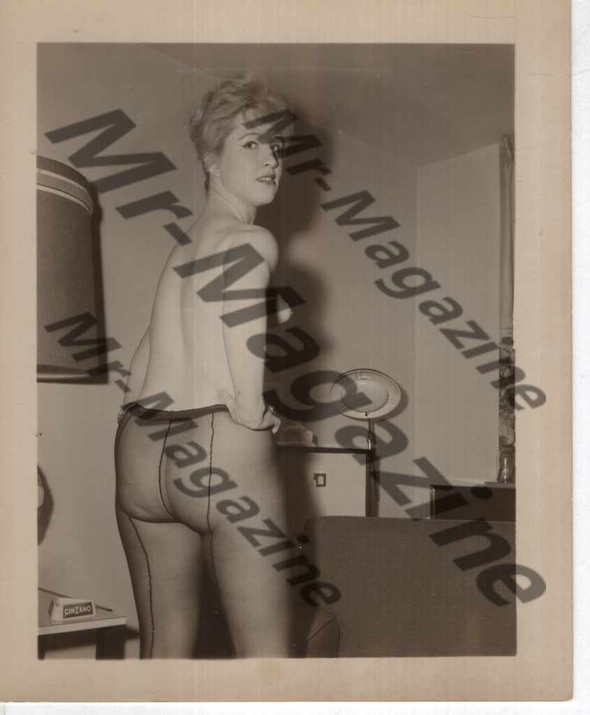 Adult Vintage B&W Pinup Photo 4"x5" Blonde Pantyhose Model CA-75